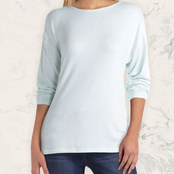 H Halston Studio Dolman Stripped Pullover - Size XL- Marine Blue Stripe - Picture 1 of 5